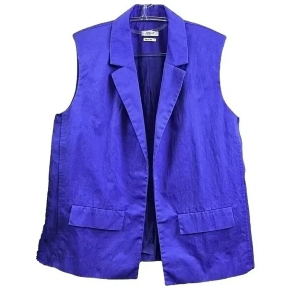 Jason Wu Indigo Blue Open Front Sleeveless Vest Blazer Jacket Cotton Size 6